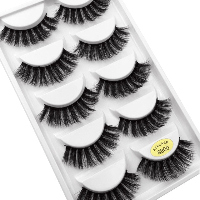 5 Pairs 3D Mink Fake Eyelashes Long Thick Natural False Eye Lashes